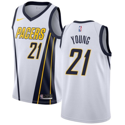 Nike Indiana Pacers #21 Thaddeus Young White NBA Swingman Earned Edition Jersey Men's